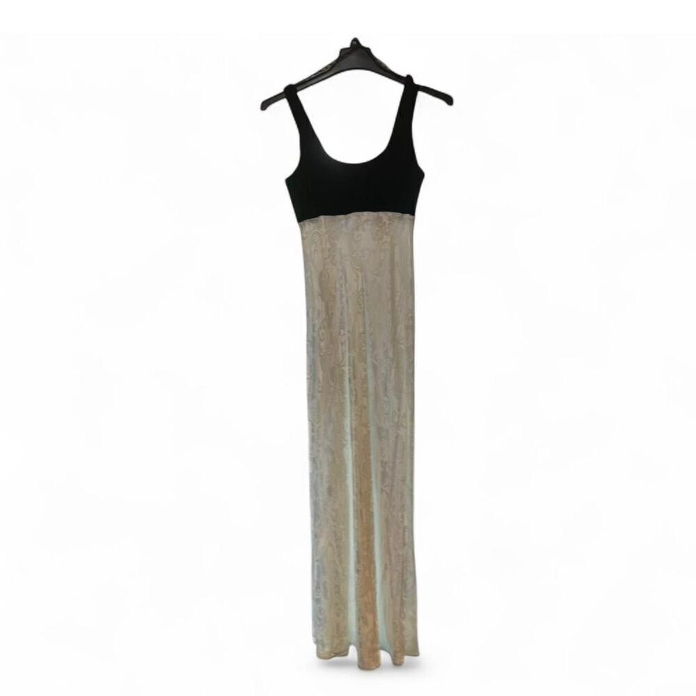 Vintage Steppin’ Out Formal Empire Velvet & Brocade black & white Dress Sz 11/12